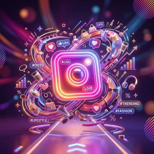 Instagram Ads Concept and Camera Logo