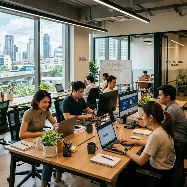 ทีมงานทำงานหน้าคอม